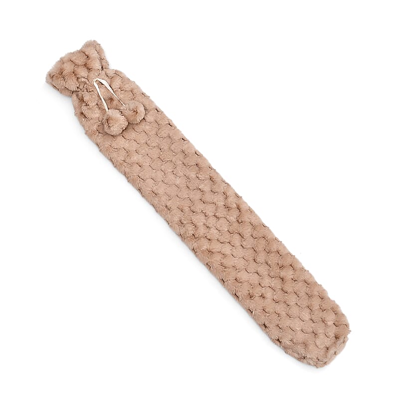 Beige Rubber and Plush Sleeve Hot Water Bag