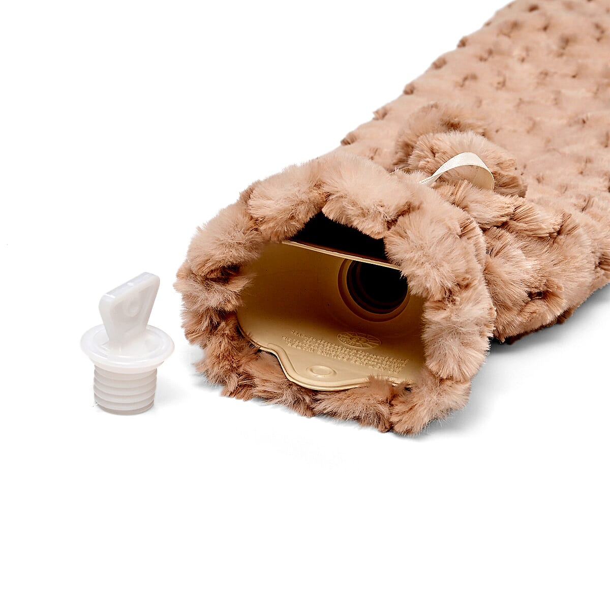  Beige Rubber and Plush Sleeve Hot Water Bag image number 4