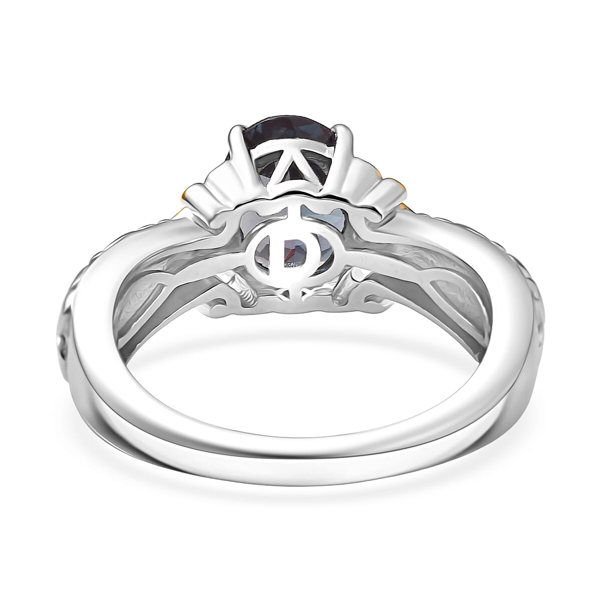 D'Joy Premium Lab Grown Alexandrite and Moissanite 2.50 ctw Eternal Heirloom Ring in 18K Vermeil YG and Rhodium Over Sterling Silver (Size 7.0) image number 4