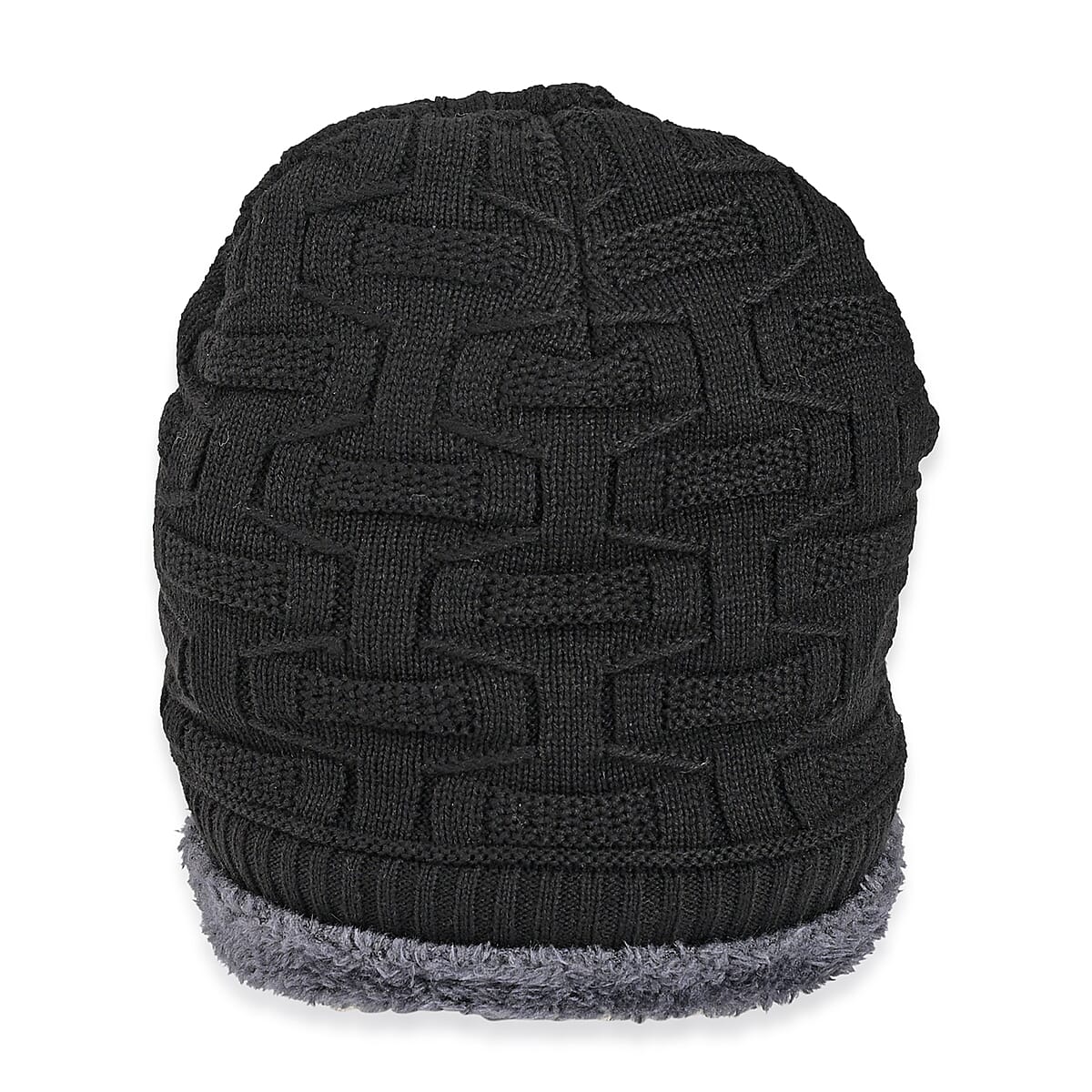 Doorbuster Winter Thick Fleece Lined Beanie Cap Hat Neck Warmer Scarf and Touch Screen Supported Mittens Gloves - Black (3pcs Set) image number 2