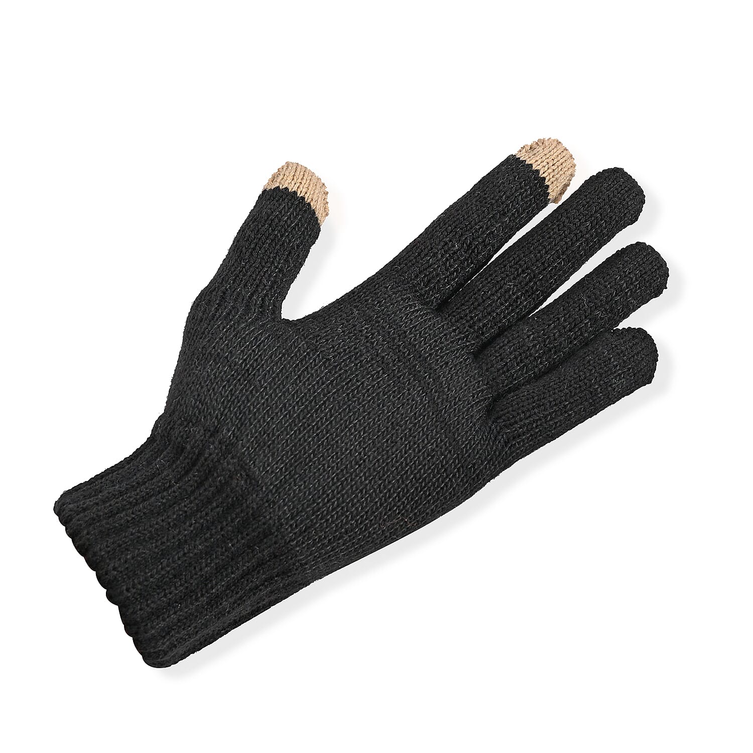 Winter Thick Fleece Lined Beanie Cap Hat Neck Warmer Scarf and Touch Screen Supported Mittens Gloves - Black (3pcs Set)