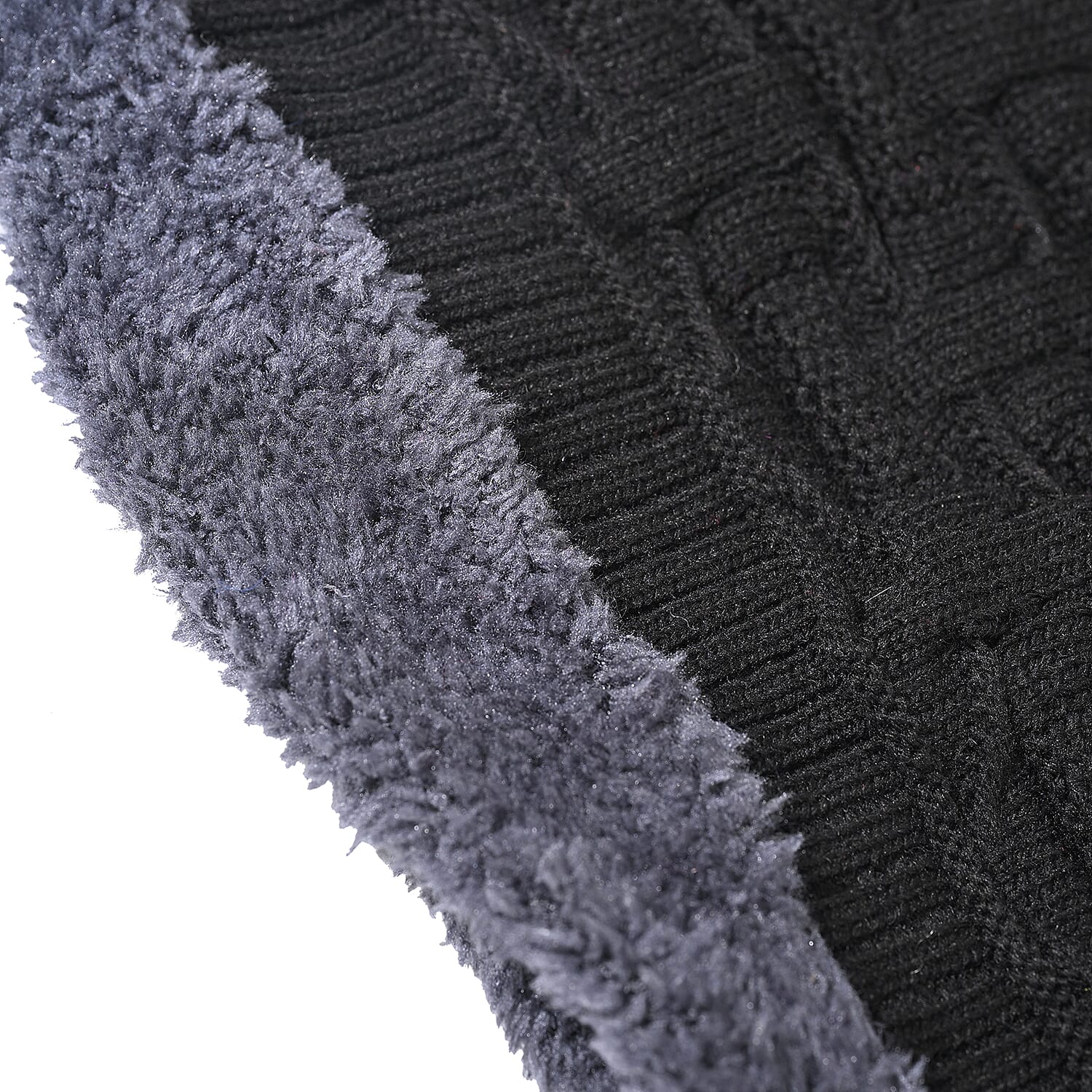 Winter Thick Fleece Lined Beanie Cap Hat Neck Warmer Scarf and Touch Screen Supported Mittens Gloves - Black (3pcs Set)