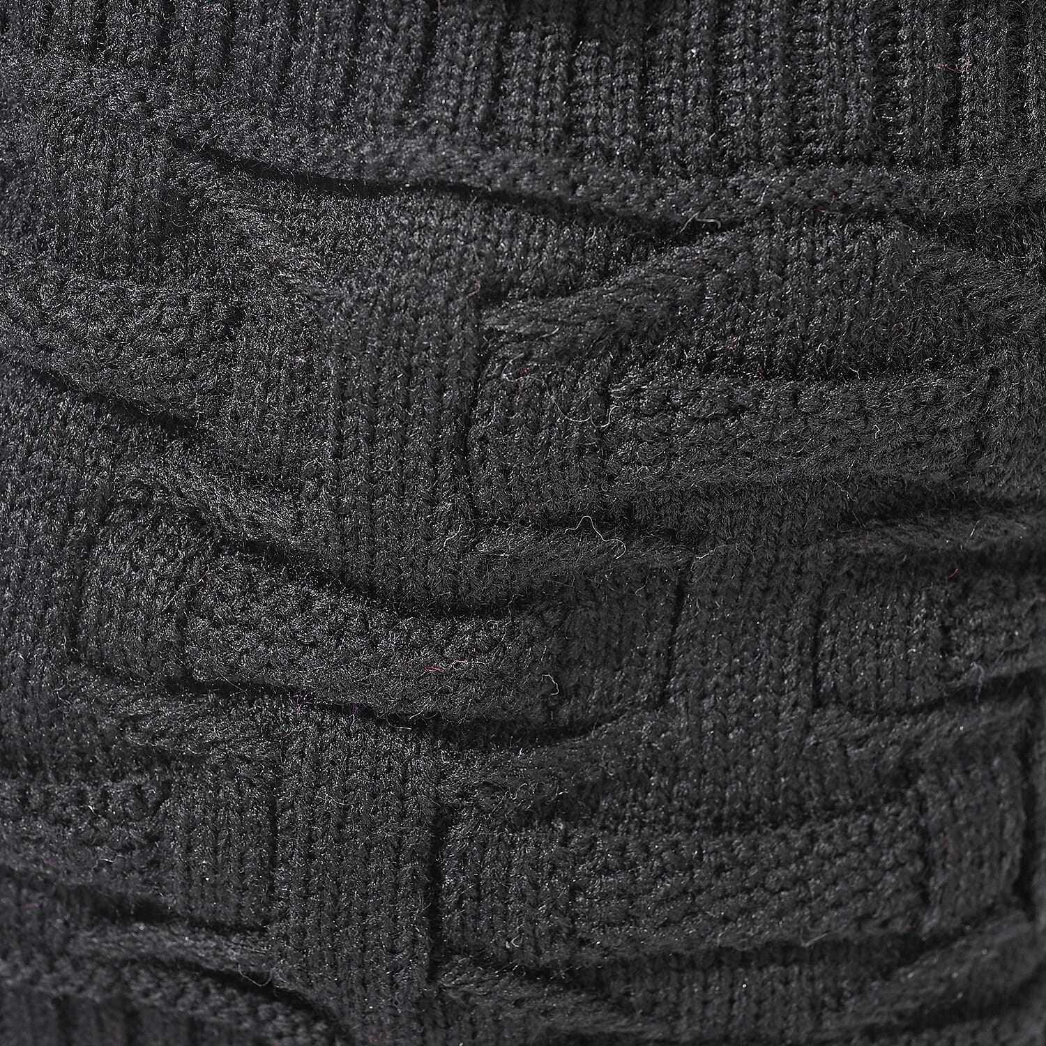 Winter Thick Fleece Lined Beanie Cap Hat Neck Warmer Scarf and Touch Screen Supported Mittens Gloves - Black (3pcs Set)