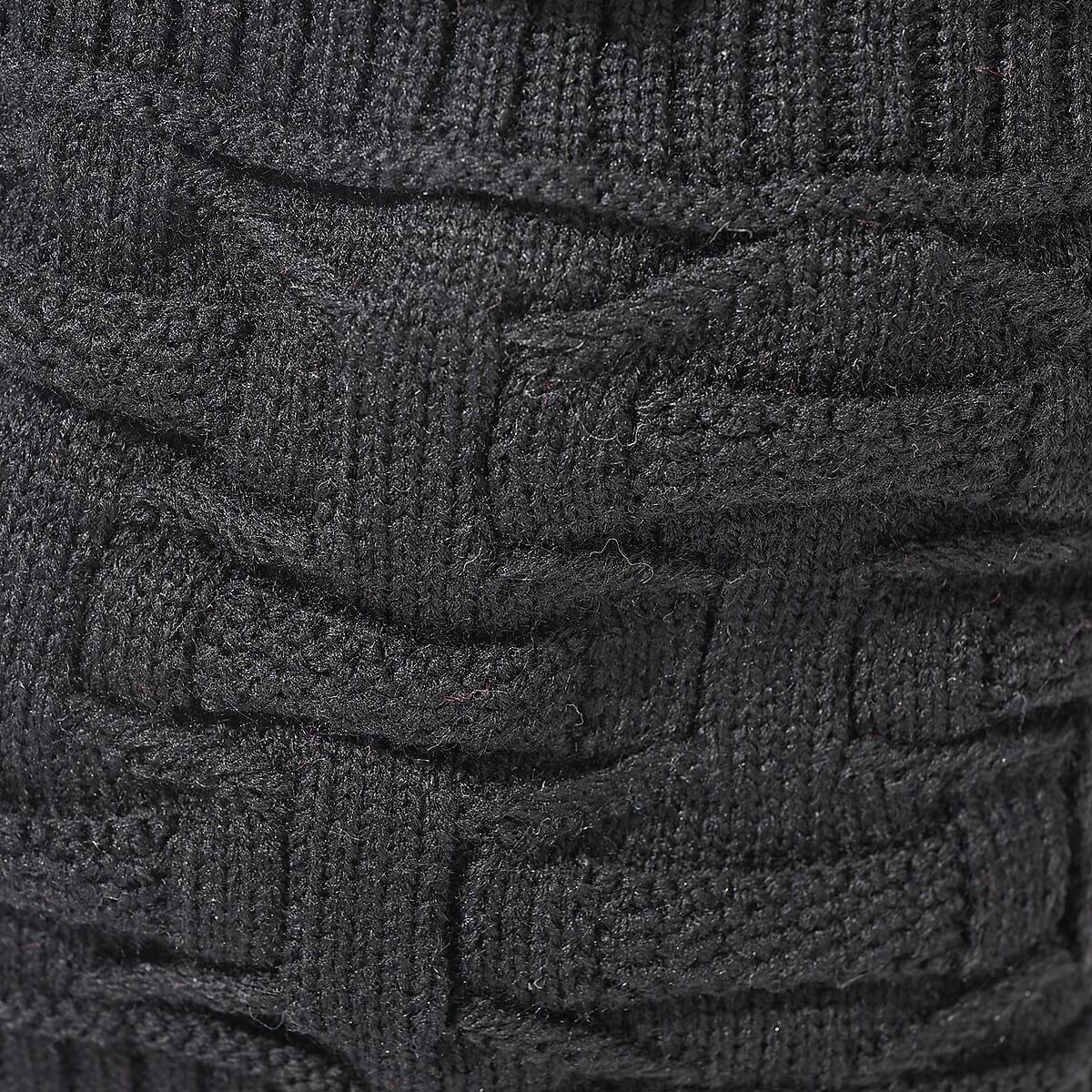 Doorbuster Winter Thick Fleece Lined Beanie Cap Hat Neck Warmer Scarf and Touch Screen Supported Mittens Gloves - Black (3pcs Set) image number 9