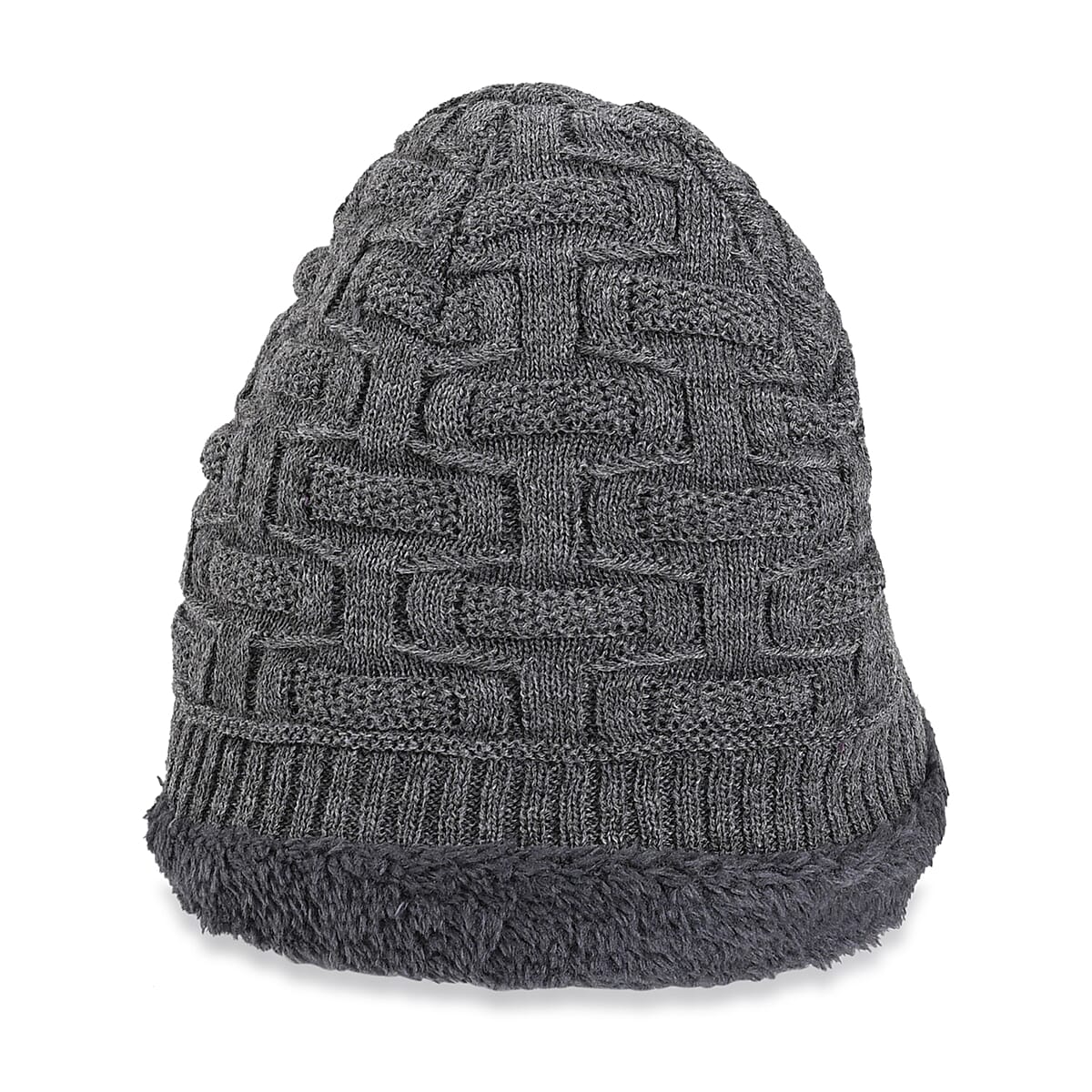  Winter Thick Fleece Lined Beanie Cap Hat Neck Warmer Scarf and Touch Screen Supported Mittens Gloves - Gray (3pcs Set) image number 3