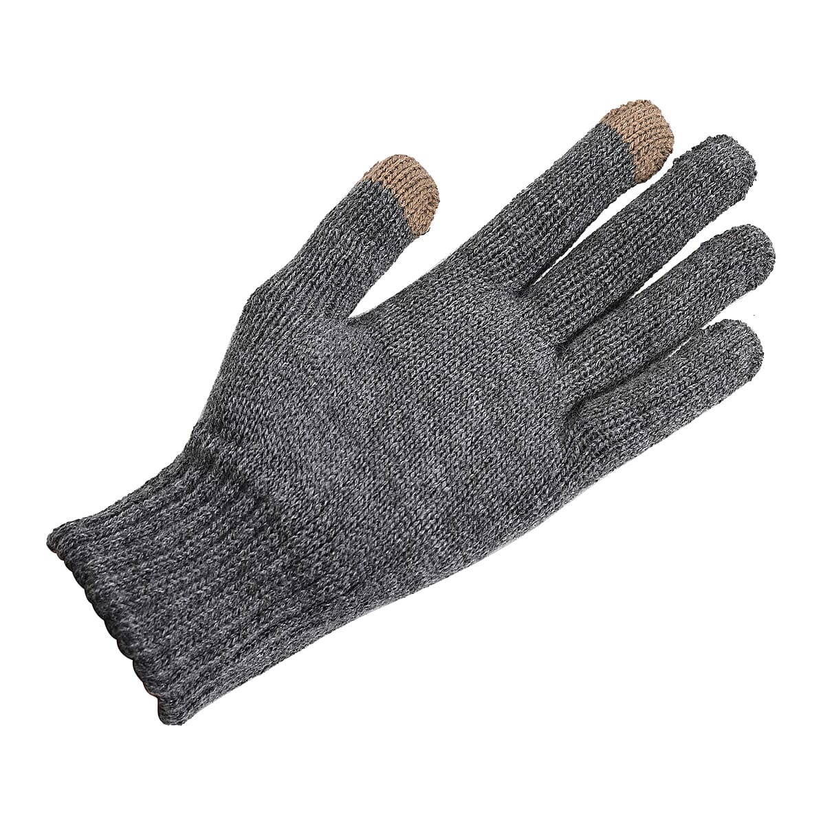  Winter Thick Fleece Lined Beanie Cap Hat Neck Warmer Scarf and Touch Screen Supported Mittens Gloves - Gray (3pcs Set) image number 4