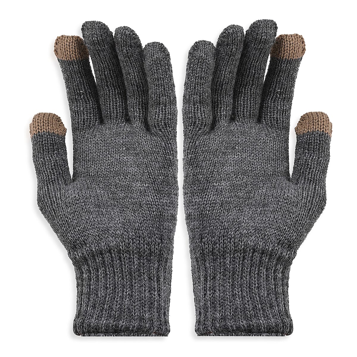  Winter Thick Fleece Lined Beanie Cap Hat Neck Warmer Scarf and Touch Screen Supported Mittens Gloves - Gray (3pcs Set) image number 5