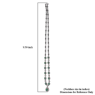 Premium Kagem Zambian Emerald and Moissanite 5.00 ctw Necklace in Rhodium Over Sterling Silver 18 Inches