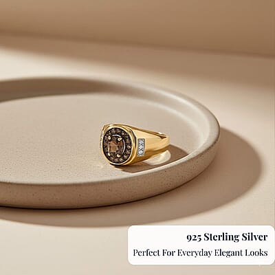 D'Joy Madagascar Color Change Garnet and White Zircon 1.10 ctw Men's Ring in 18K Vermeil Yellow Gold Over Sterling Silver (Size 10.0)