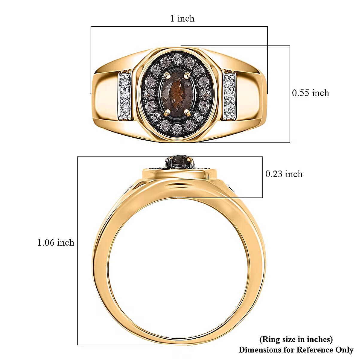 D'Joy Madagascar Color Change Garnet and White Zircon 1.10 ctw Men's Ring in 18K Vermeil Yellow Gold Over Sterling Silver (Size 10.0) image number 6