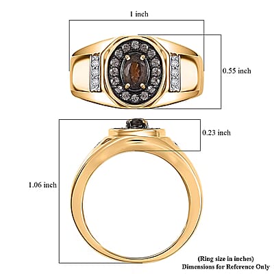 D'Joy Madagascar Color Change Garnet and White Zircon 1.10 ctw Men's Ring in 18K Vermeil Yellow Gold Over Sterling Silver (Size 10.0)