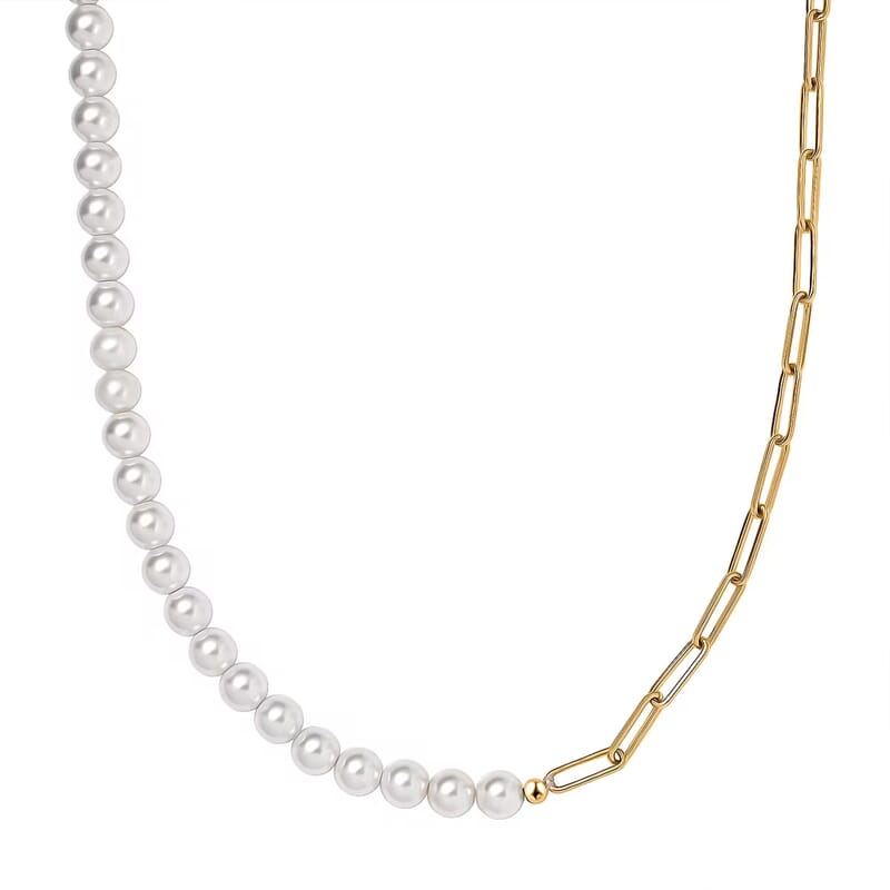 D'Joy Pearl Necklace 18 Inches in 18K Vermeil Yellow Gold Over Sterling Silver
