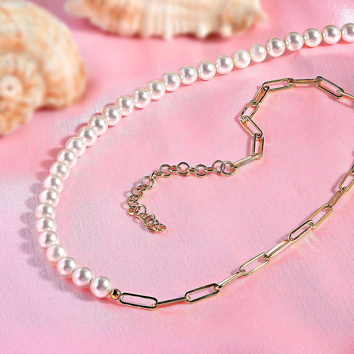 D'Joy Pearl Necklace 18 Inches in 18K Vermeil Yellow Gold Over Sterling Silver image number 1