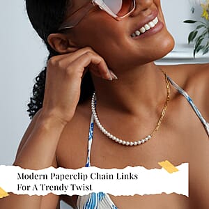 D'Joy Pearl Necklace 18 Inches in 18K Vermeil Yellow Gold Over Sterling Silver