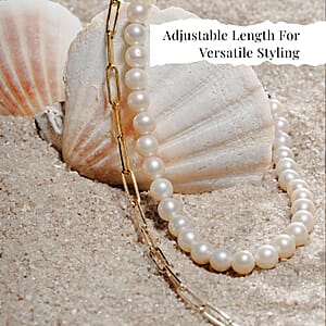 D'Joy Pearl Necklace 18 Inches in 18K Vermeil Yellow Gold Over Sterling Silver