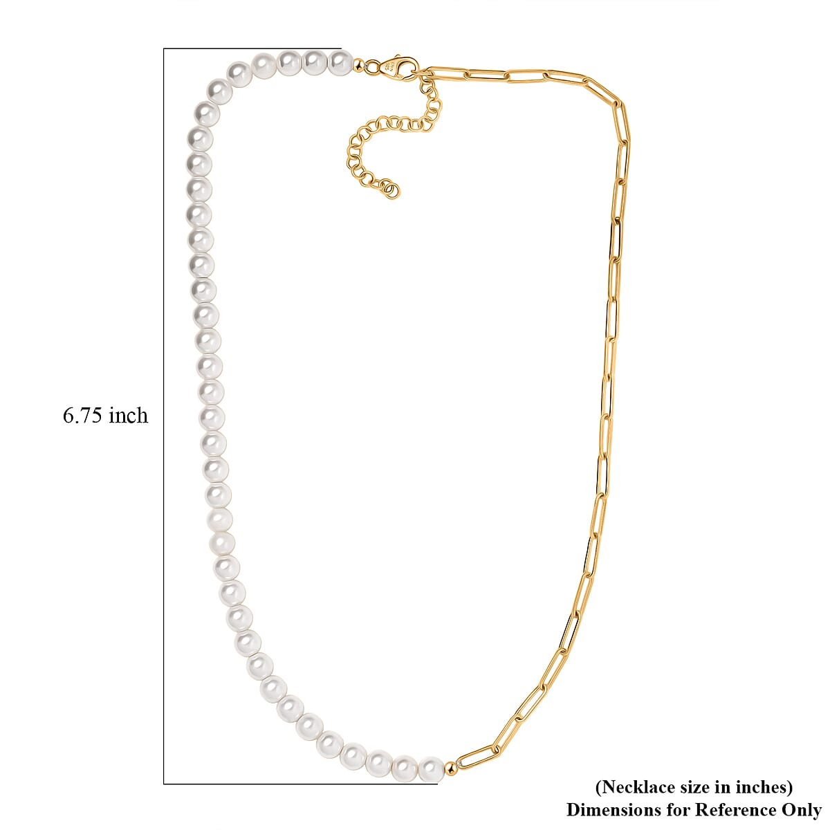 D'Joy Pearl Necklace 18 Inches in 18K Vermeil Yellow Gold Over Sterling Silver image number 5