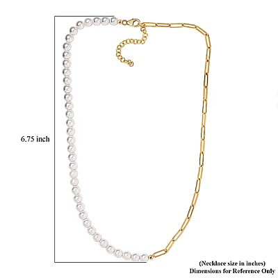 D'Joy Pearl Necklace 18 Inches in 18K Vermeil Yellow Gold Over Sterling Silver