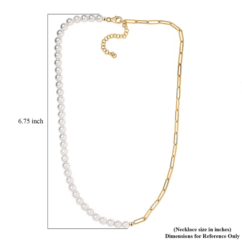 D'Joy Pearl Necklace 18 Inches in 18K Vermeil Yellow Gold Over Sterling Silver