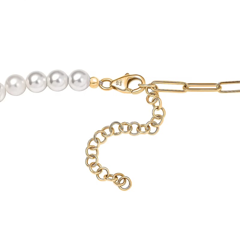 D'Joy Pearl Necklace 18 Inches in 18K Vermeil Yellow Gold Over Sterling Silver