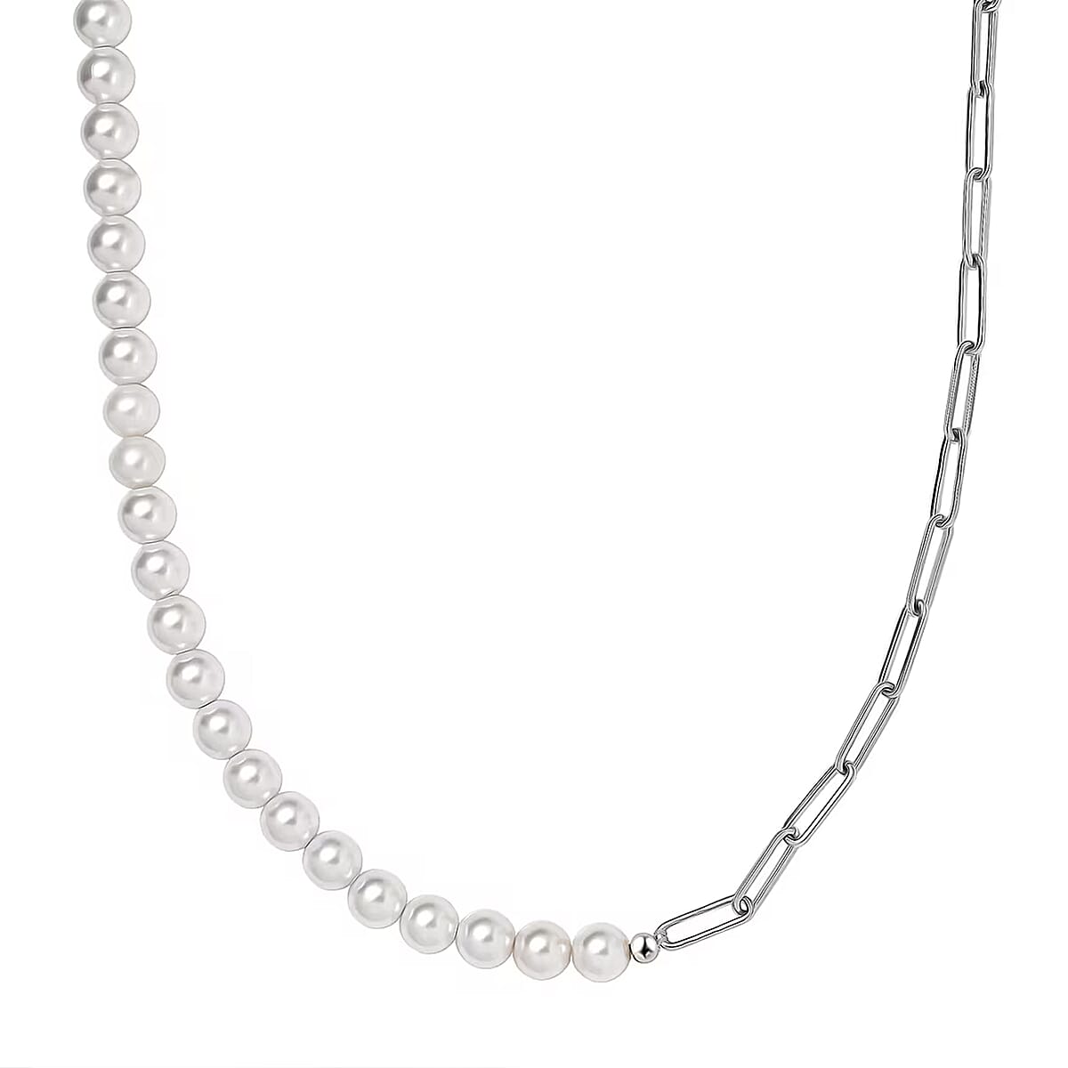 D'Joy Pearl Necklace 18 Inches in Rhodium Over Sterling Silver image number 0