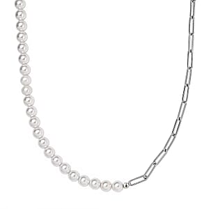 D'Joy Pearl Necklace 18 Inches in Rhodium Over Sterling Silver