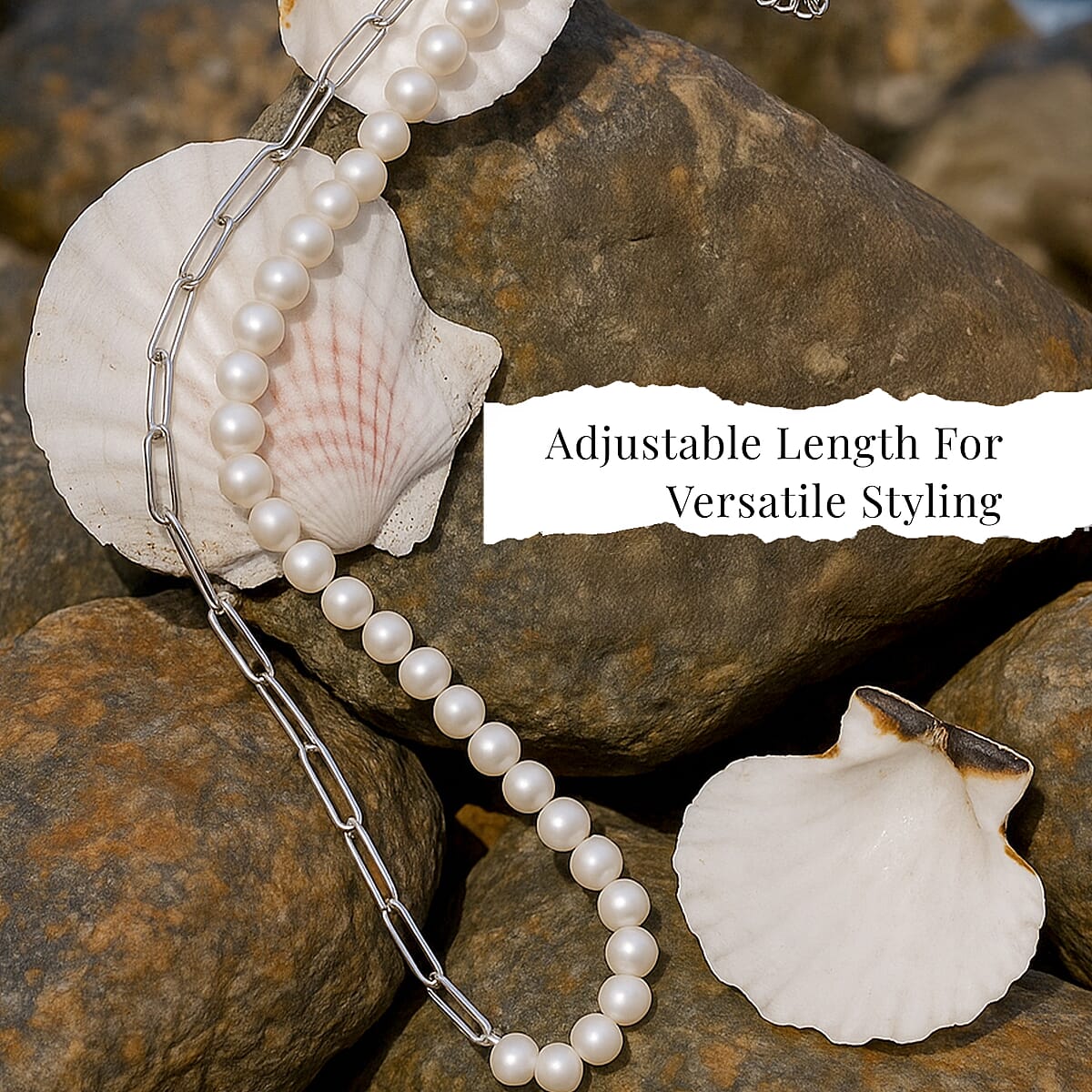D'Joy Pearl Necklace 18 Inches in Rhodium Over Sterling Silver image number 3