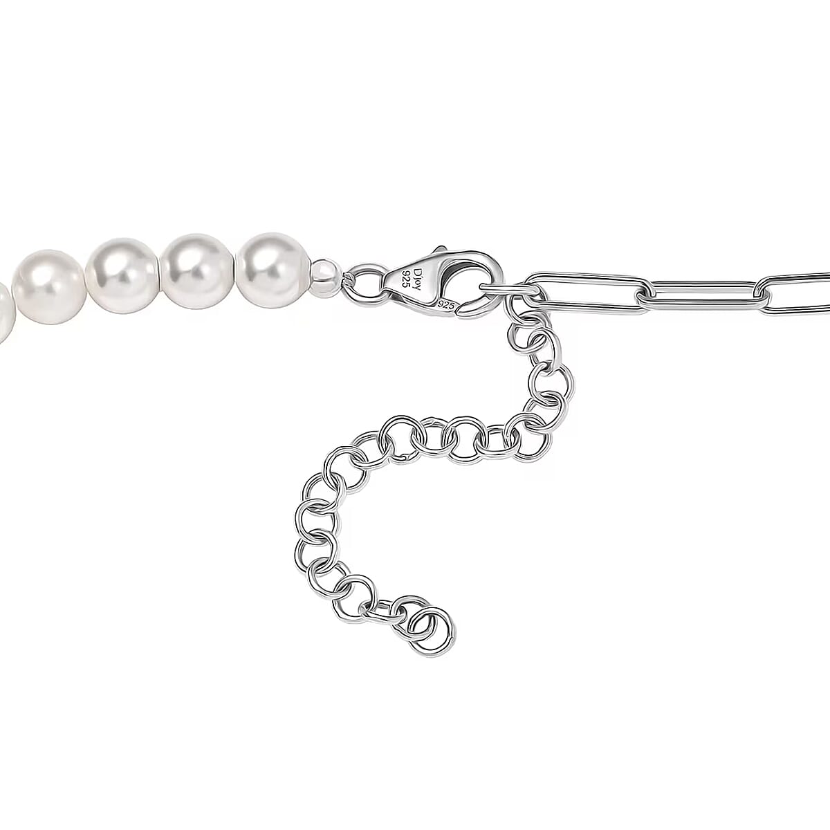 D'Joy Pearl Necklace 18 Inches in Rhodium Over Sterling Silver image number 6