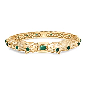 EverTrue Green Onyx 5.60 ctw Bangle Bracelet in 18K Yellow Gold Plated (7.50 In)