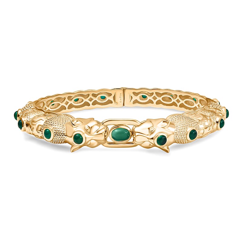 EverTrue Green Onyx 5.60 ctw Bangle Bracelet in 18K Yellow Gold Plated (7.50 In)