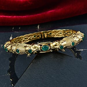 EverTrue Green Onyx 5.60 ctw Bangle Bracelet in 18K Yellow Gold Plated (7.50 In)