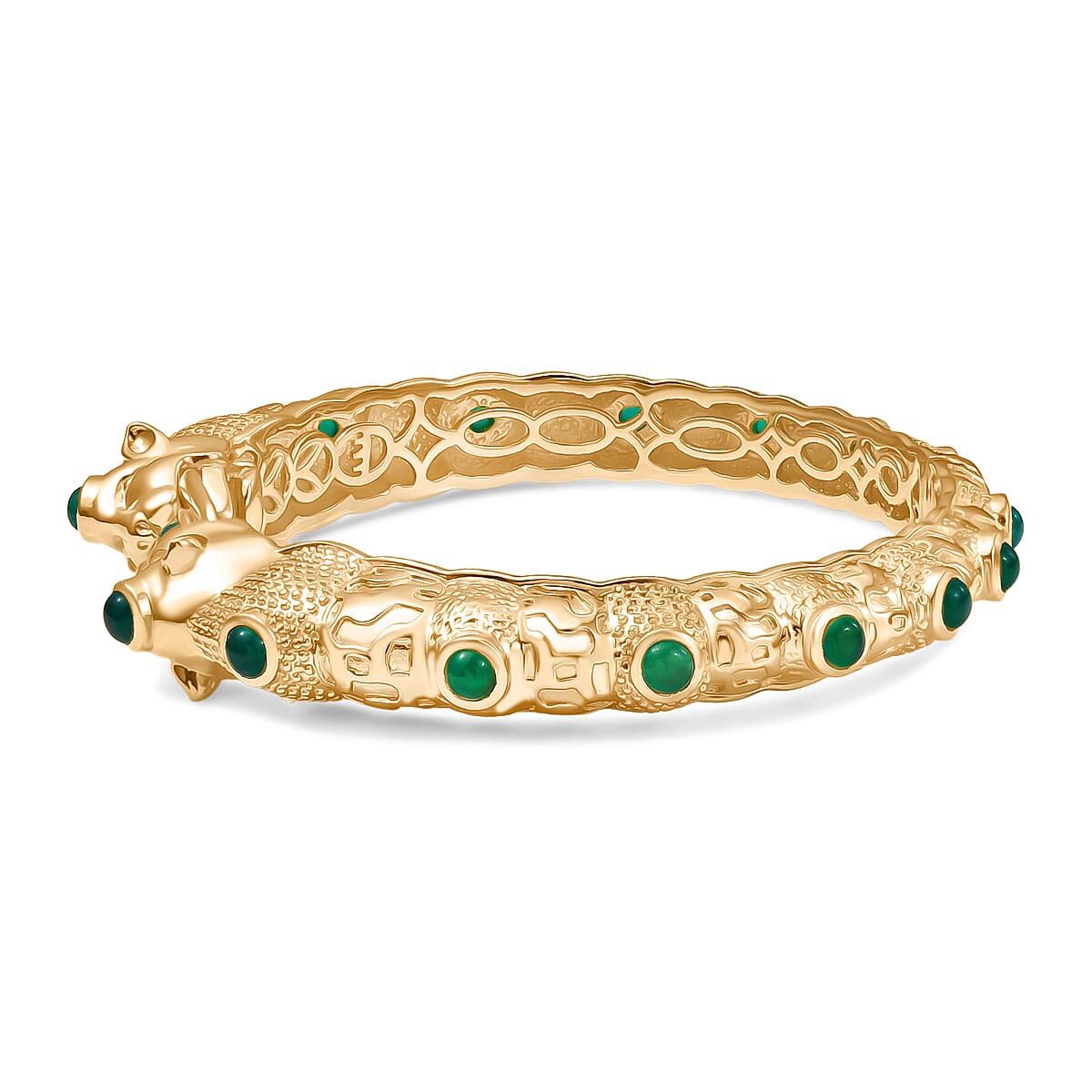 EverTrue Green Onyx 5.60 ctw Bangle Bracelet in 18K Yellow Gold Plated (7.50 In) image number 3