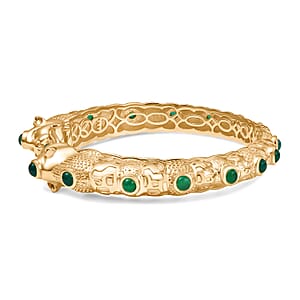 EverTrue Green Onyx 5.60 ctw Bangle Bracelet in 18K Yellow Gold Plated (7.50 In)