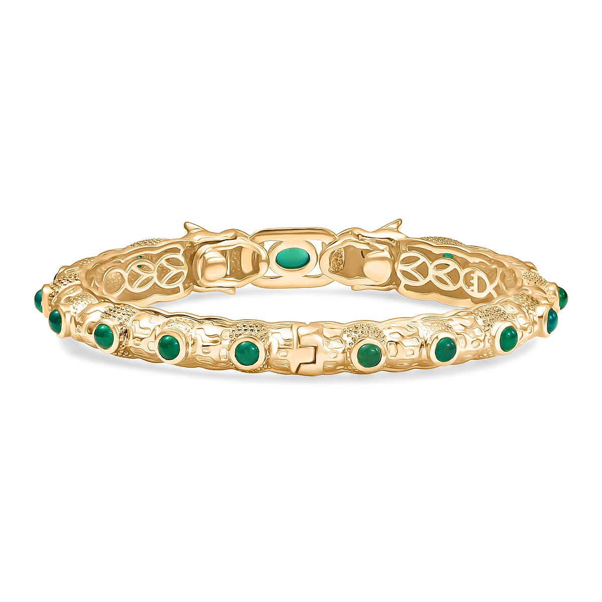 EverTrue Green Onyx 5.60 ctw Bangle Bracelet in 18K Yellow Gold Plated (7.50 In) image number 4