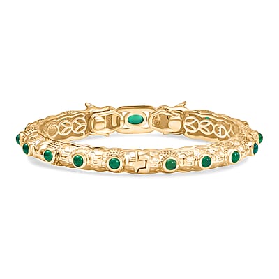 EverTrue Green Onyx 5.60 ctw Bangle Bracelet in 18K Yellow Gold Plated (7.50 In)