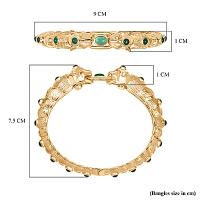 EverTrue Green Onyx 5.60 ctw Bangle Bracelet in 18K Yellow Gold Plated (7.50 In)