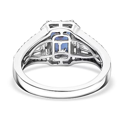 Luxuriant Premium Lab Grown Alexandrite and White Topaz 3.00 ctw Eclipse Empire Ring in Rhodium Over Sterling Silver (Size 5.0)