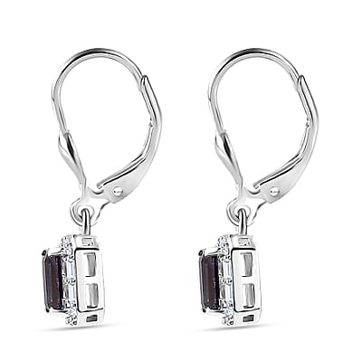 Luxuriant Premium Lab Grown Alexandrite and White Topaz 1.85 ctw Eclipse Empire Earrings in Rhodium Over Sterling Silver