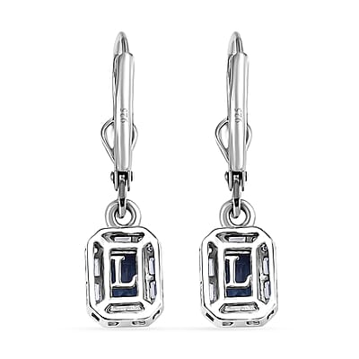 Luxuriant Premium Lab Grown Alexandrite and White Topaz 1.85 ctw Eclipse Empire Earrings in Rhodium Over Sterling Silver