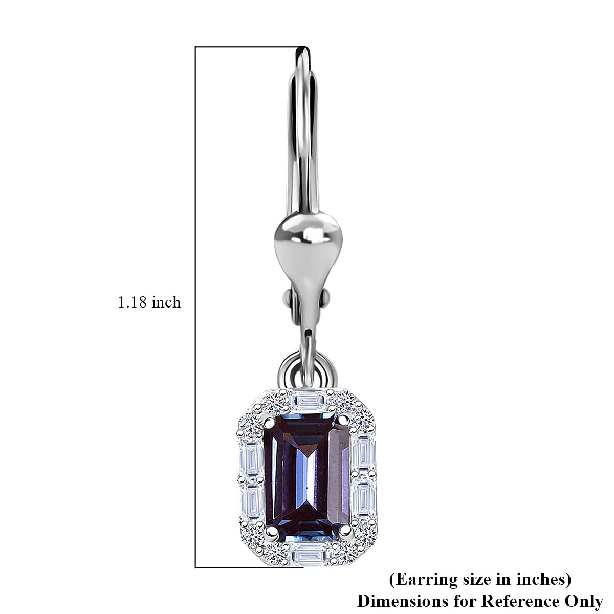 Luxuriant Premium Lab Grown Alexandrite and White Topaz 1.85 ctw Eclipse Empire Earrings in Rhodium Over Sterling Silver  image number 6