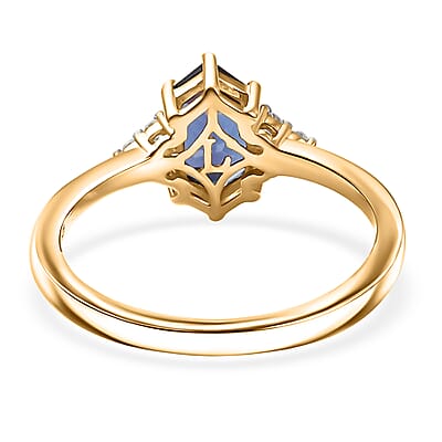 Luxuriant AAA Lab Grown Alexandrite and Lab Grown Diamond G-H SI 1.50 ctw Shadow Prism Ring in 18K Vermeil Yellow Gold Over Sterling Silver (Size 6.0)