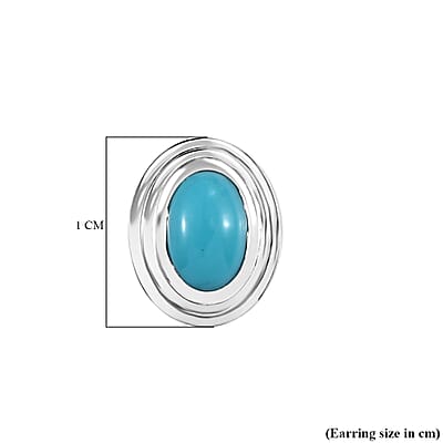 D'Joy Sleeping Beauty Turquoise 0.90 ctw Stud Earrings in Rhodium Over Sterling Silver