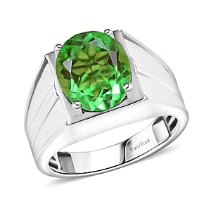 EverTrue Chartreuse Quartz 5.25 ctw Mens Ring in Platinum Bond (Size 10.0)