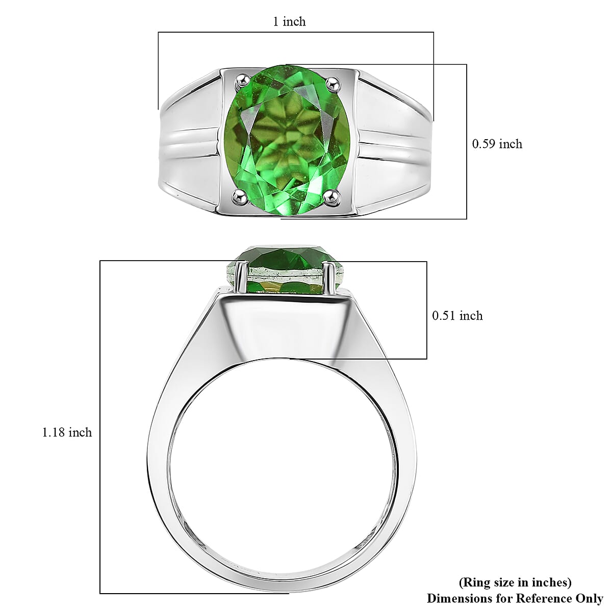 EverTrue Chartreuse Quartz (Triplet) 5.25 ctw Mens Ring in Platinum Bond (Size 10.0)