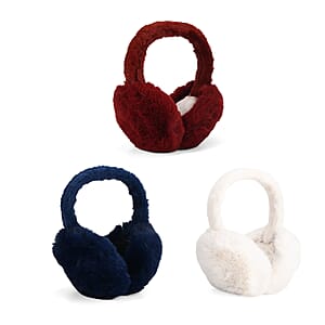 Doorbuster White, Navy and Burgundy Set of 3pcs Ear Muff