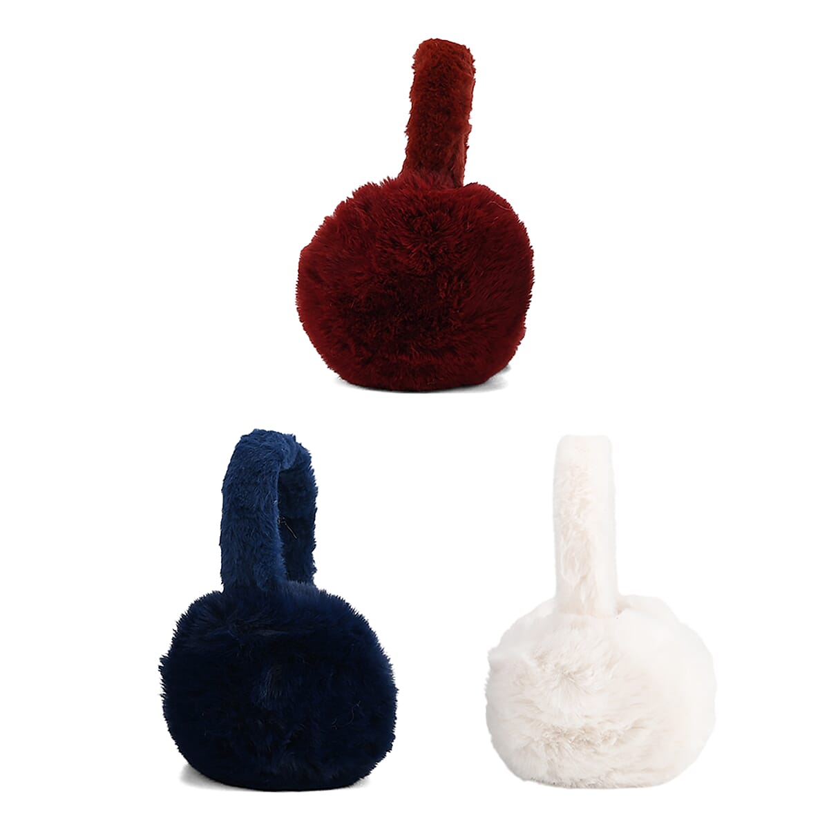 Doorbuster White, Navy and Burgundy Set of 3pcs Ear Muff image number 3
