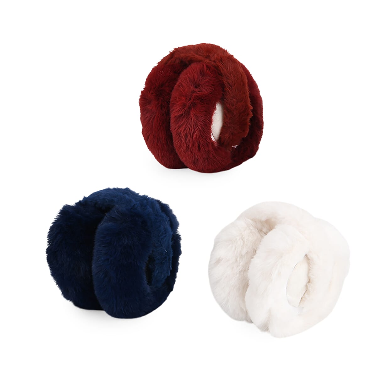 Doorbuster White, Navy and Burgundy Set of 3pcs Ear Muff image number 4