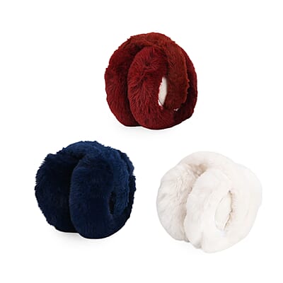White, Navy and Burgundy Set of 3pcs Ear Muff