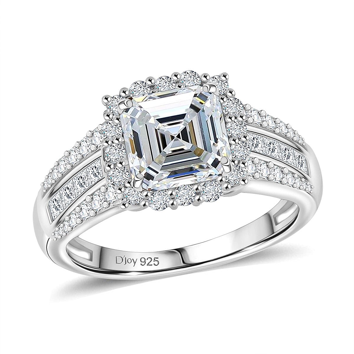 D'Joy Moissanite 2.74 ctw Ring in Rhodium Over Sterling Silver (Size 8.0)