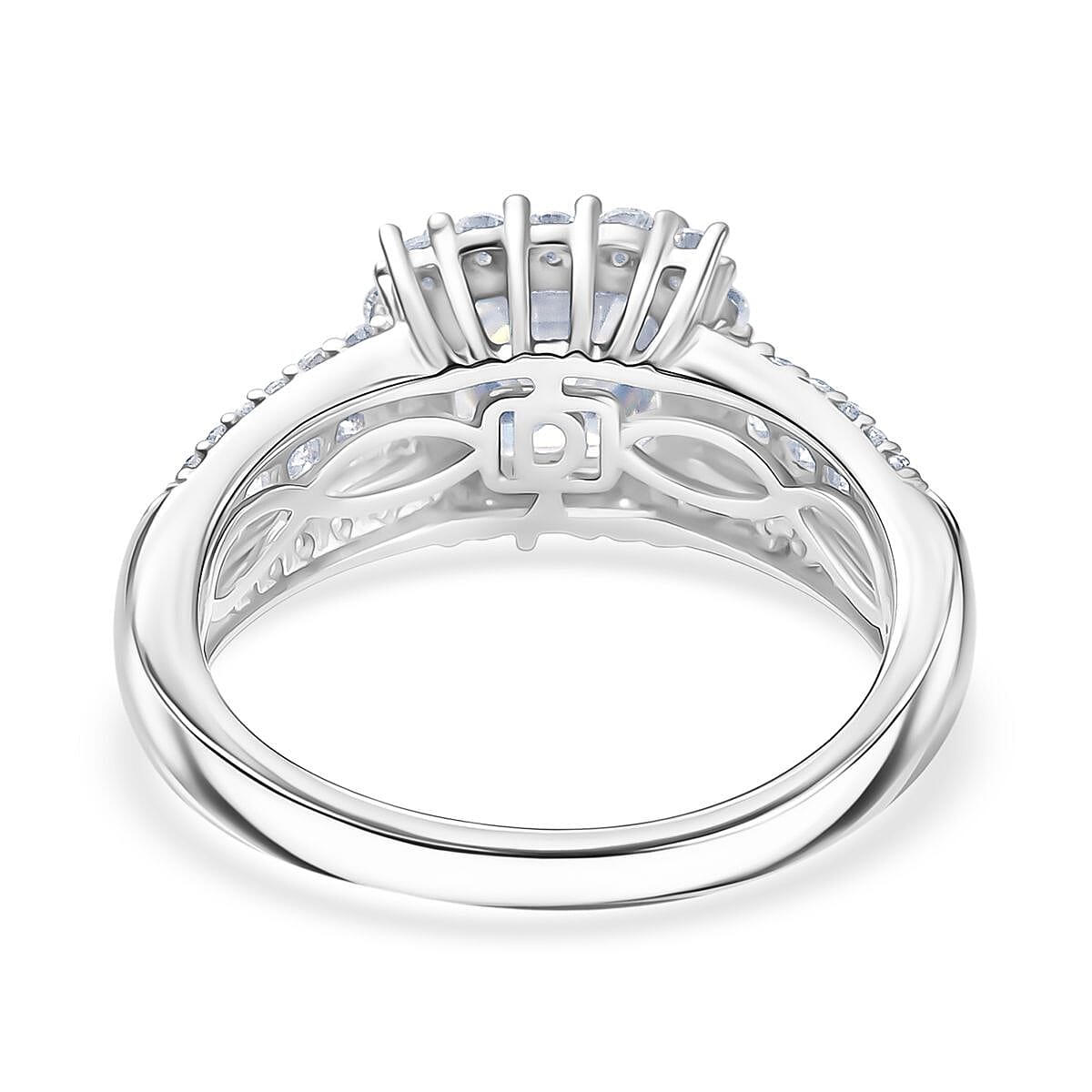 D'Joy Moissanite 2.74 ctw Ring in Rhodium Over Sterling Silver (Size 8.0)