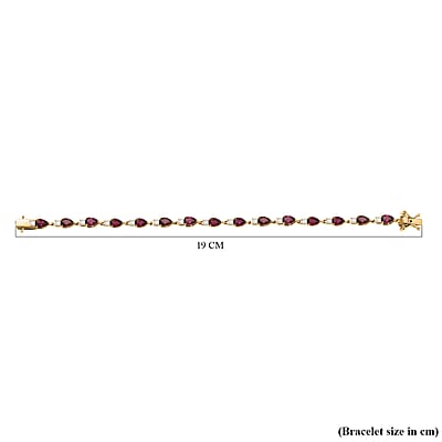 D'Joy Orissa Rhodolite Garnet and White Zircon 9.80 ctw Bracelet in 18K Vermeil Yellow Gold Over Sterling Silve (7.00 In) 